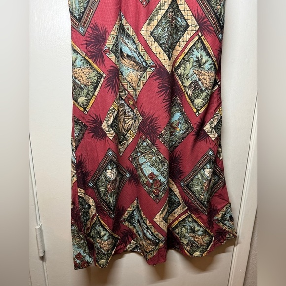 Vintage Hilo Hattie Made in Hawaii Maroon Tropical Hawaiian Sleeveless Dress M - Picture 3 of 14